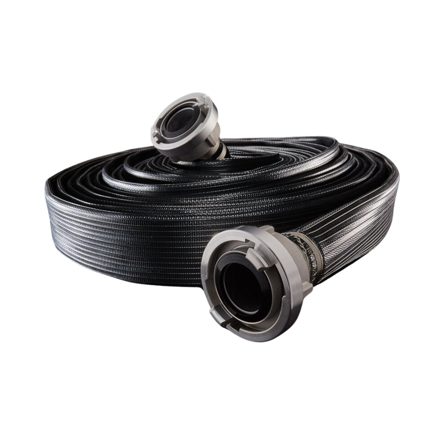 Hilcoflex Heavy Duty Rubber Covered Multipurpose Black Layflat Hose - 16 Bar