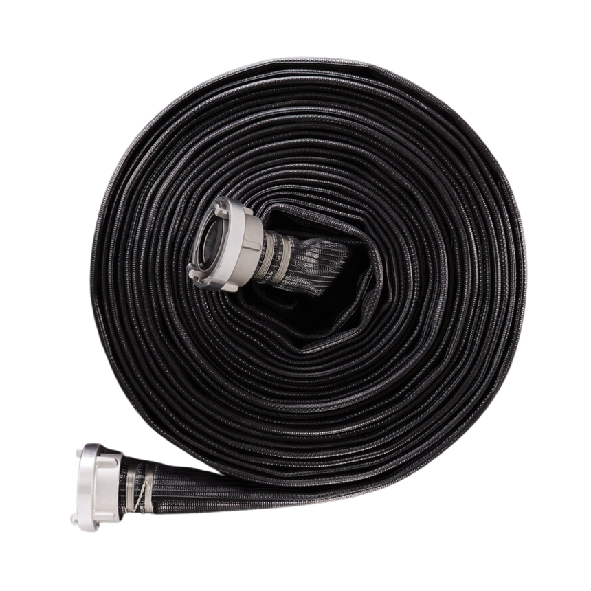 Hilcoflex Heavy Duty Rubber Covered Multipurpose Black Layflat Hose - 16 Bar