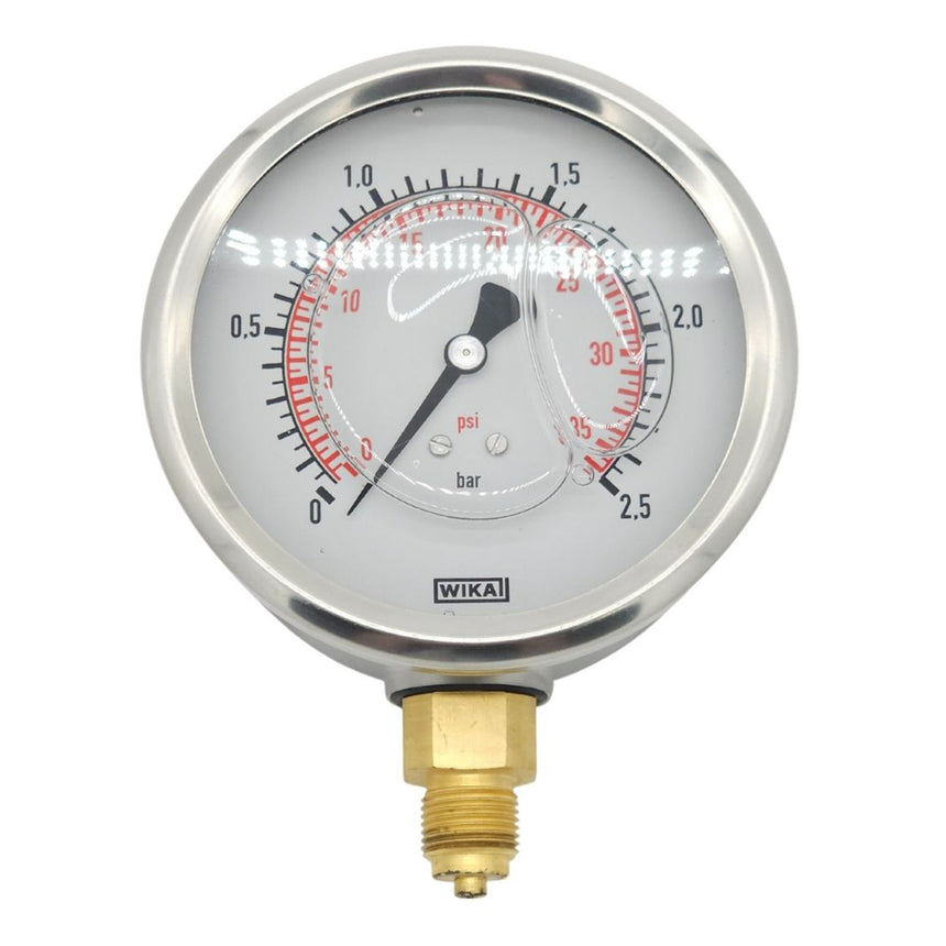 100mm WIKA Pressure Gauge 2.5 Bar Bottom Entry