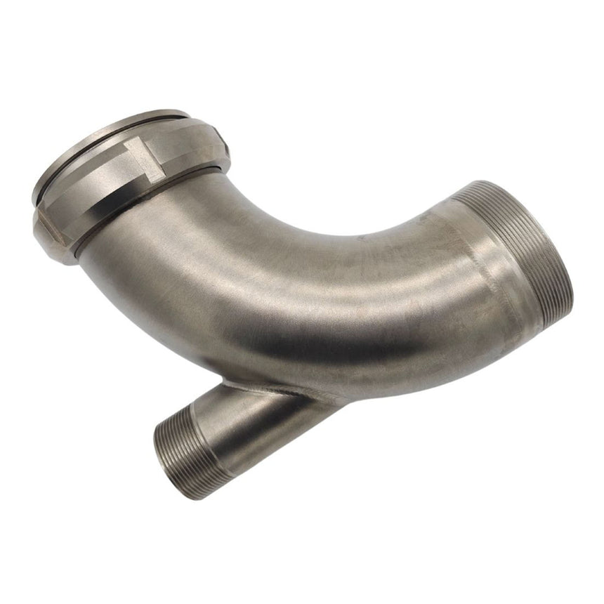 Discharge Elbow 4" SMS to 4in BSP Male with 2" BSP Port