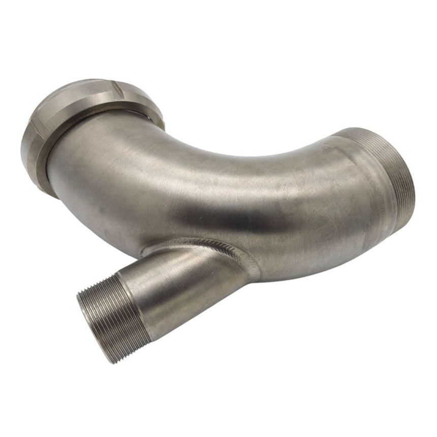 Discharge Elbow 4" SMS to 4in BSP Male with 2" BSP Port