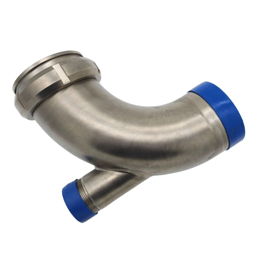 Discharge Elbow 4" SMS to 4in BSP Male with 2" BSP Port