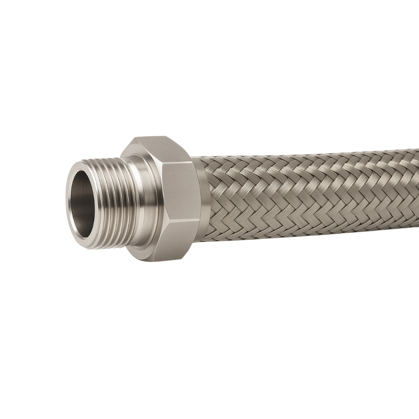 Convoluted PTFE Hose with Stainless Steel BSP Male Fittings