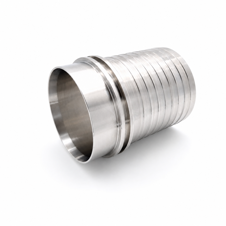 Hygienic Hose Crimp Stem Buttweld - 316L Stainless Steel