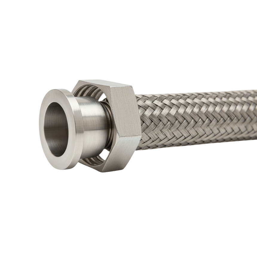 Convoluted PTFE Hose with Stainless Steel RJT Female Fittings